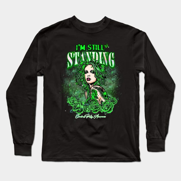 Cerebral Palsy awareness Beautiful Girl with tattoo I'm still standing supporting gift for  Cerebral Palsy fighter Long Sleeve T-Shirt by Gost